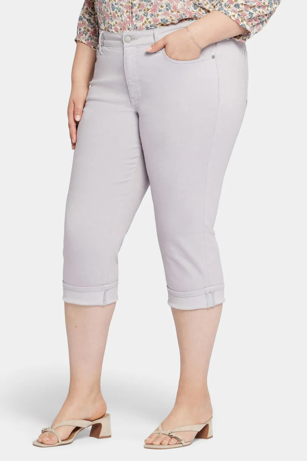 Marilyn Straight Crop Jeans In Plus Size - Pearl Grey