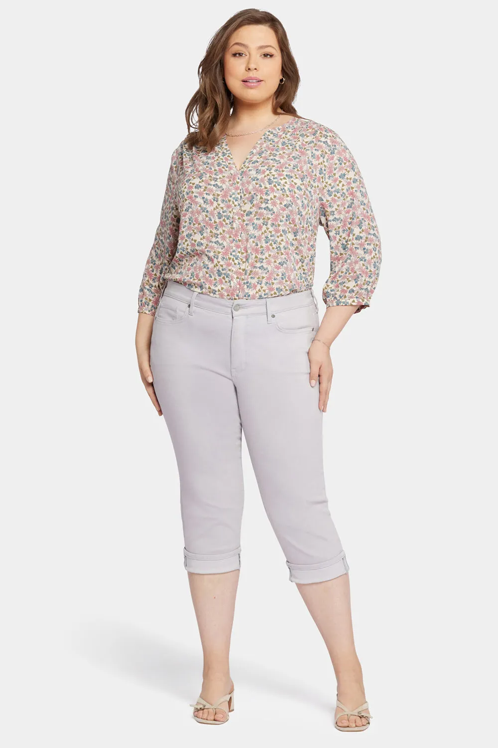 Marilyn Straight Crop Jeans In Plus Size - Pearl Grey