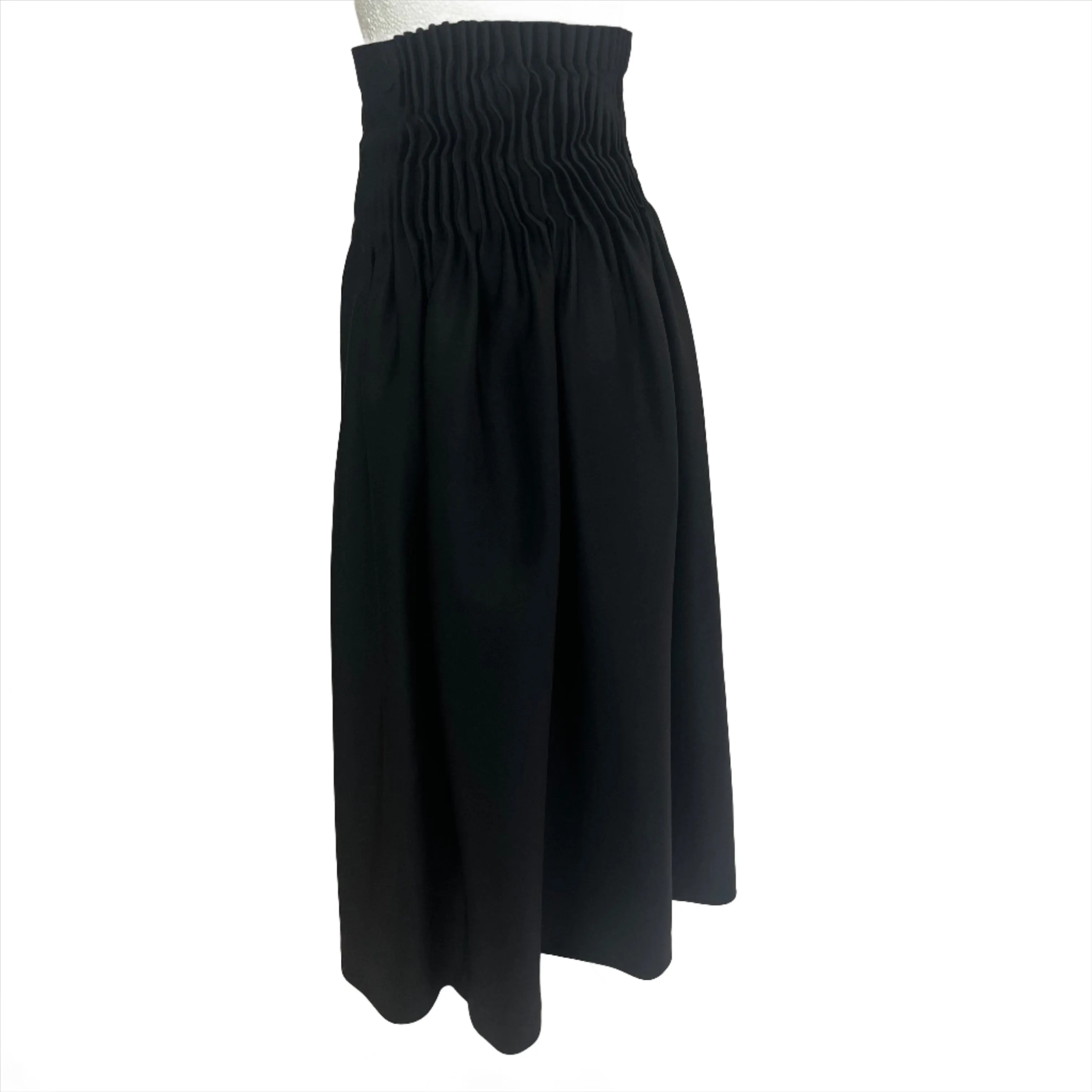 Max Mara Brand New Black Pleat Waist Maxi Skirt XXS