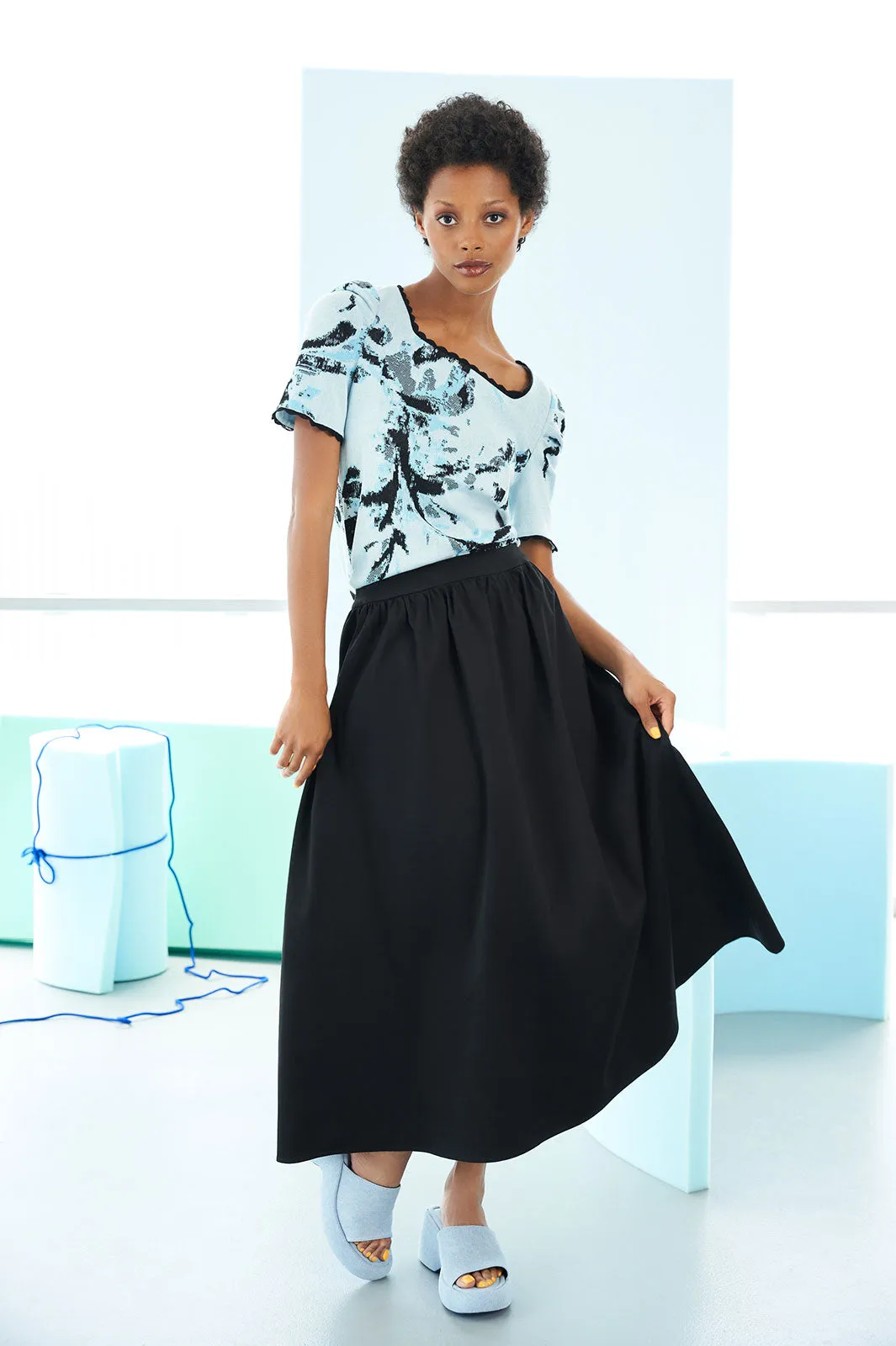 Maxi Gathered Full Skirt - Cotton Blend