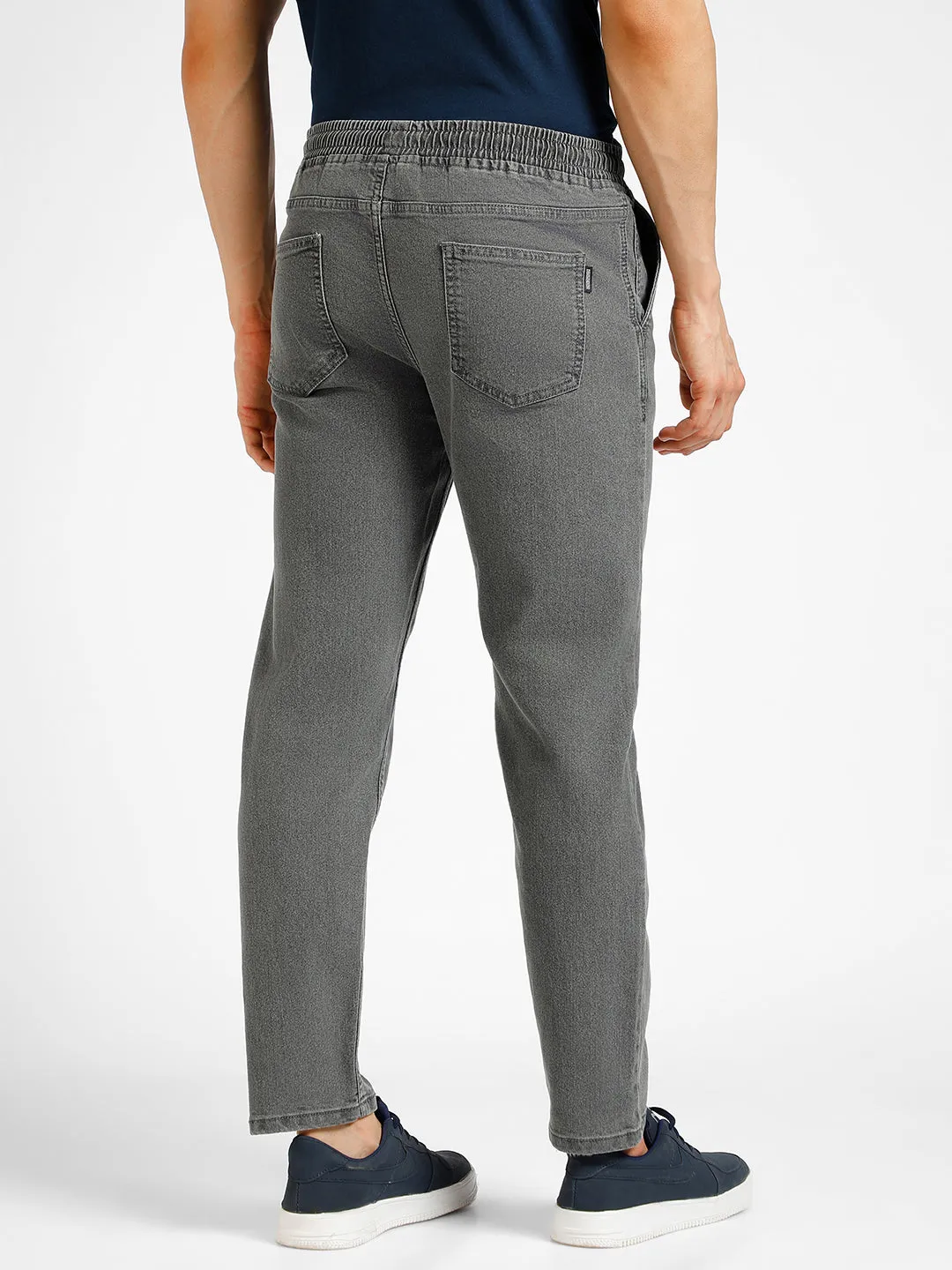 Men's Grey Regular Fit Washed Jogger Jeans Stretchable