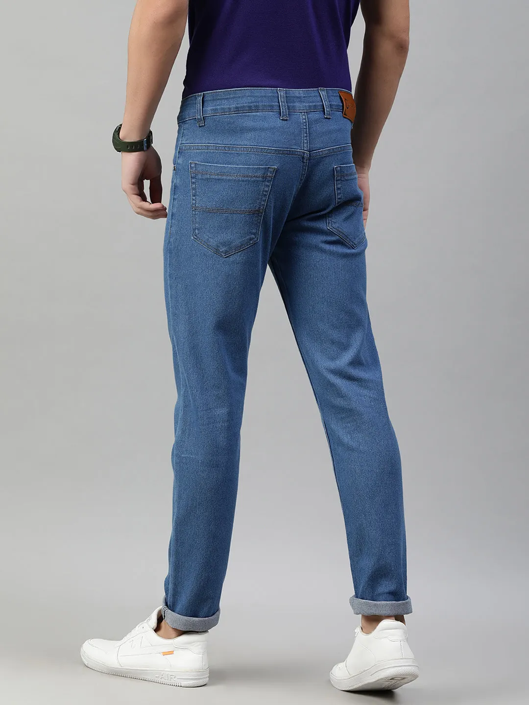 Men's Light Blue Slim Fit Denim Jeans Stretchable