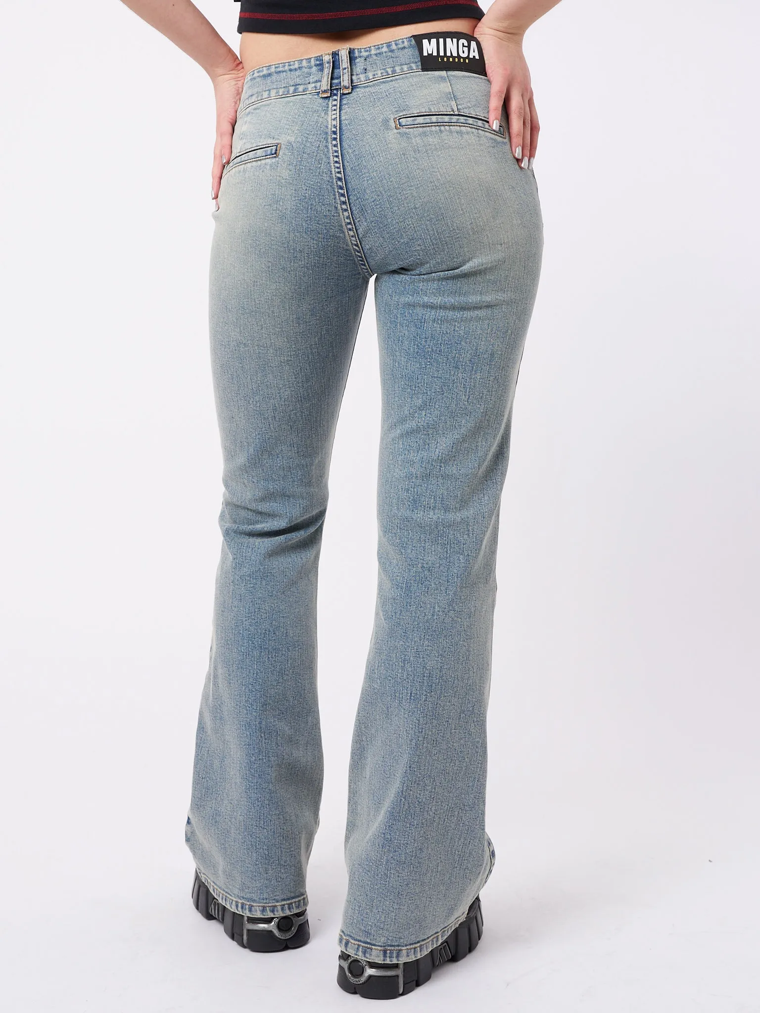 Mia Over Dye Front Pocket Flare Jeans