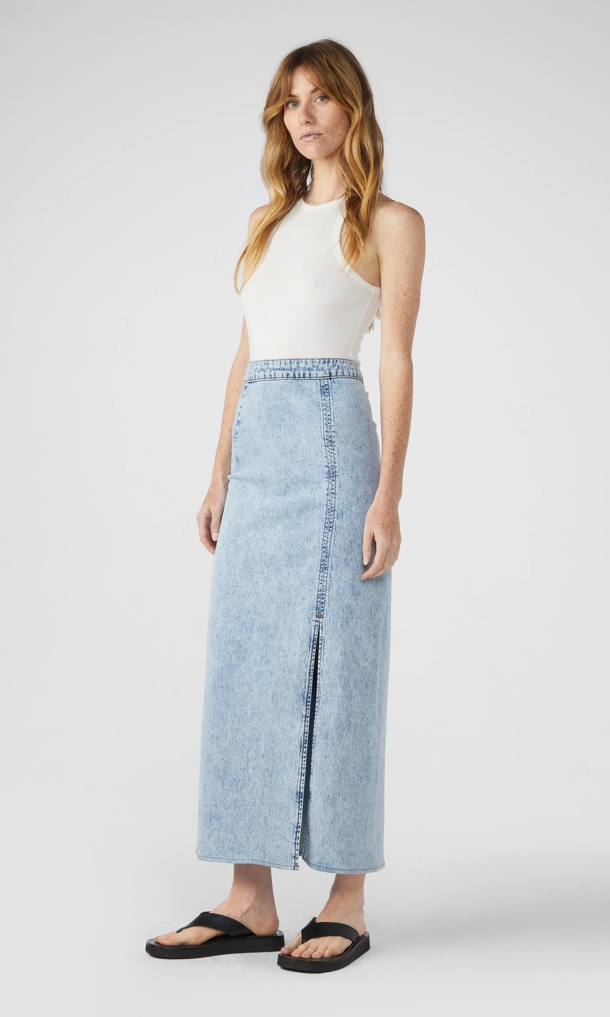 Ms. Madison High-Rise Pencil Maxi Skirt - Spring Indigo