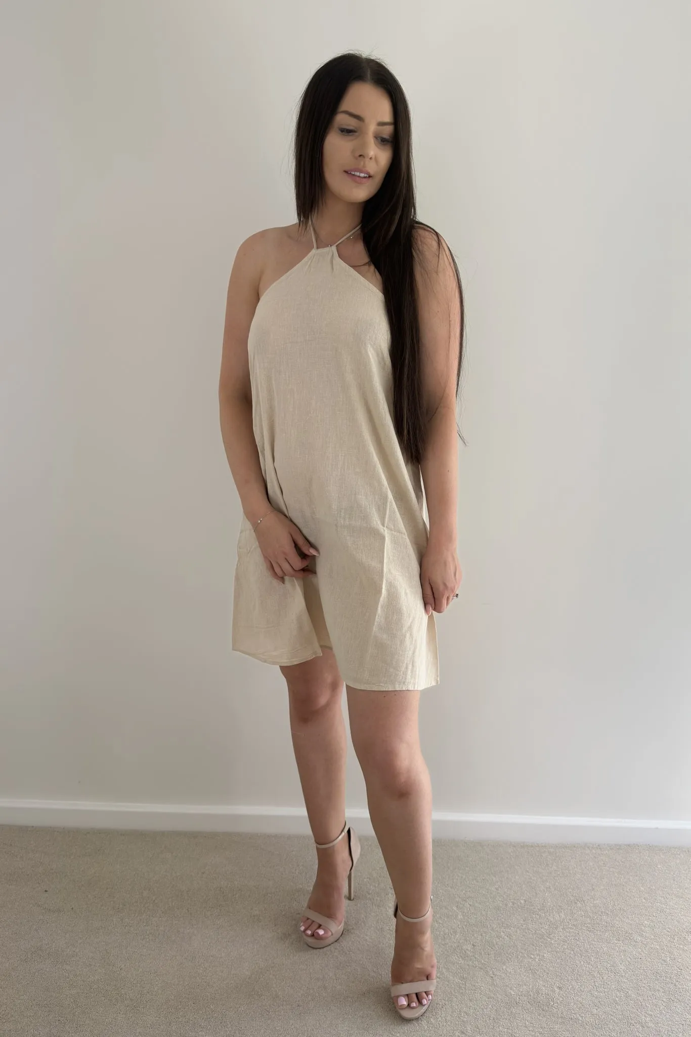 Noisy May Halter Neck Dress in Peyote