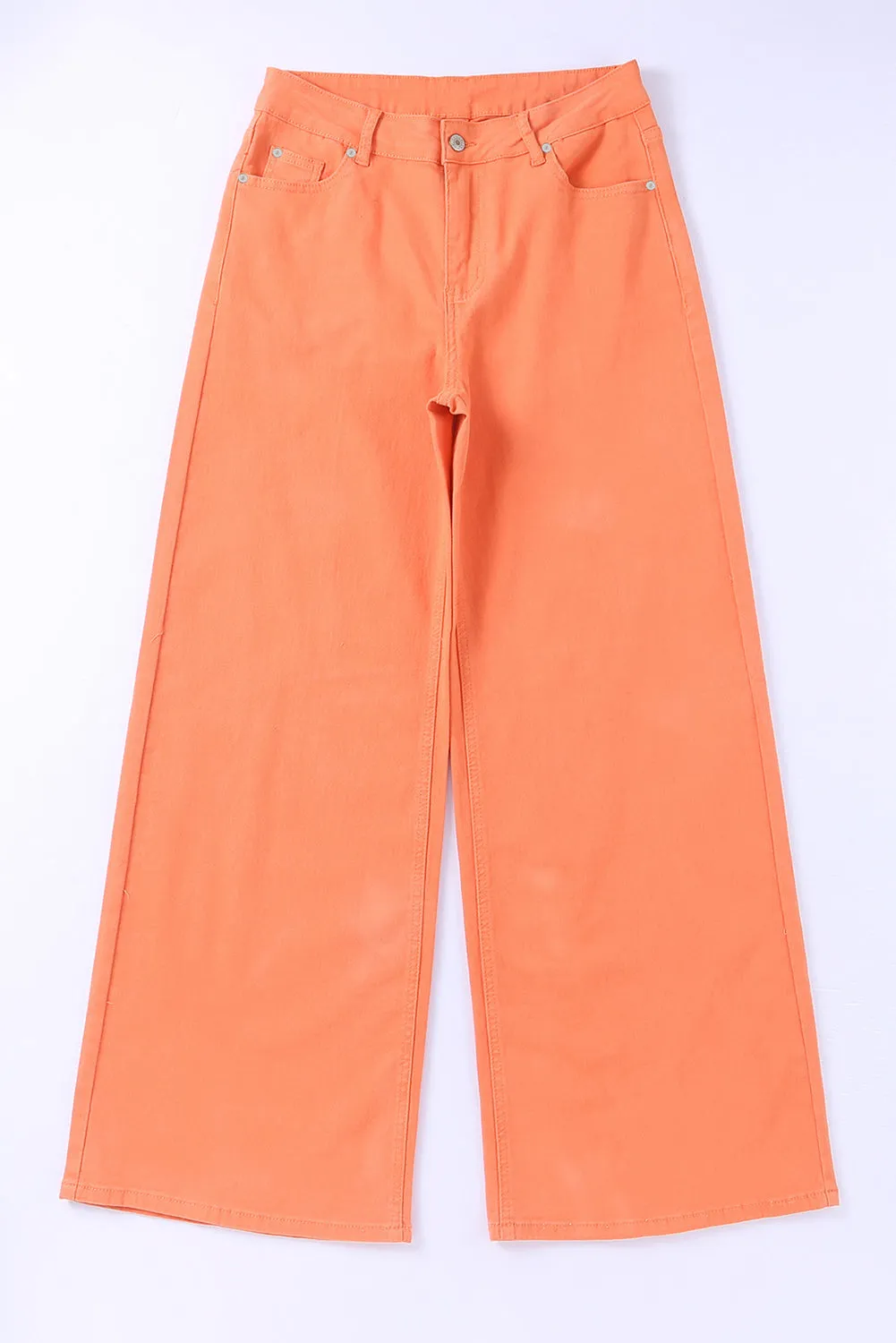 Orange Acid Wash High Waist Wide Leg Jeans