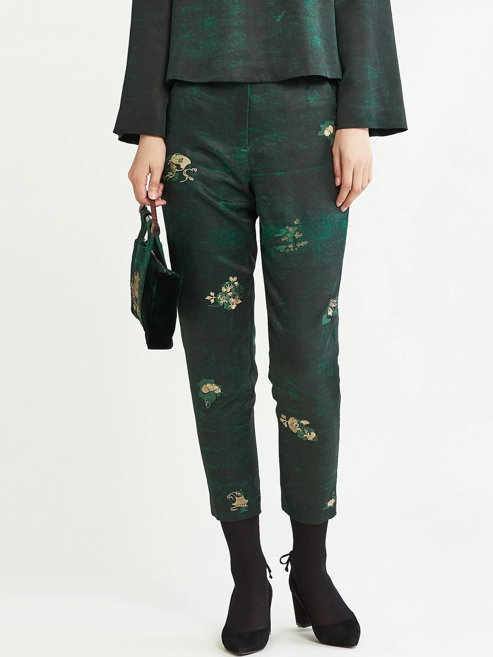 Painted Cotton Blend Jersey Trousers