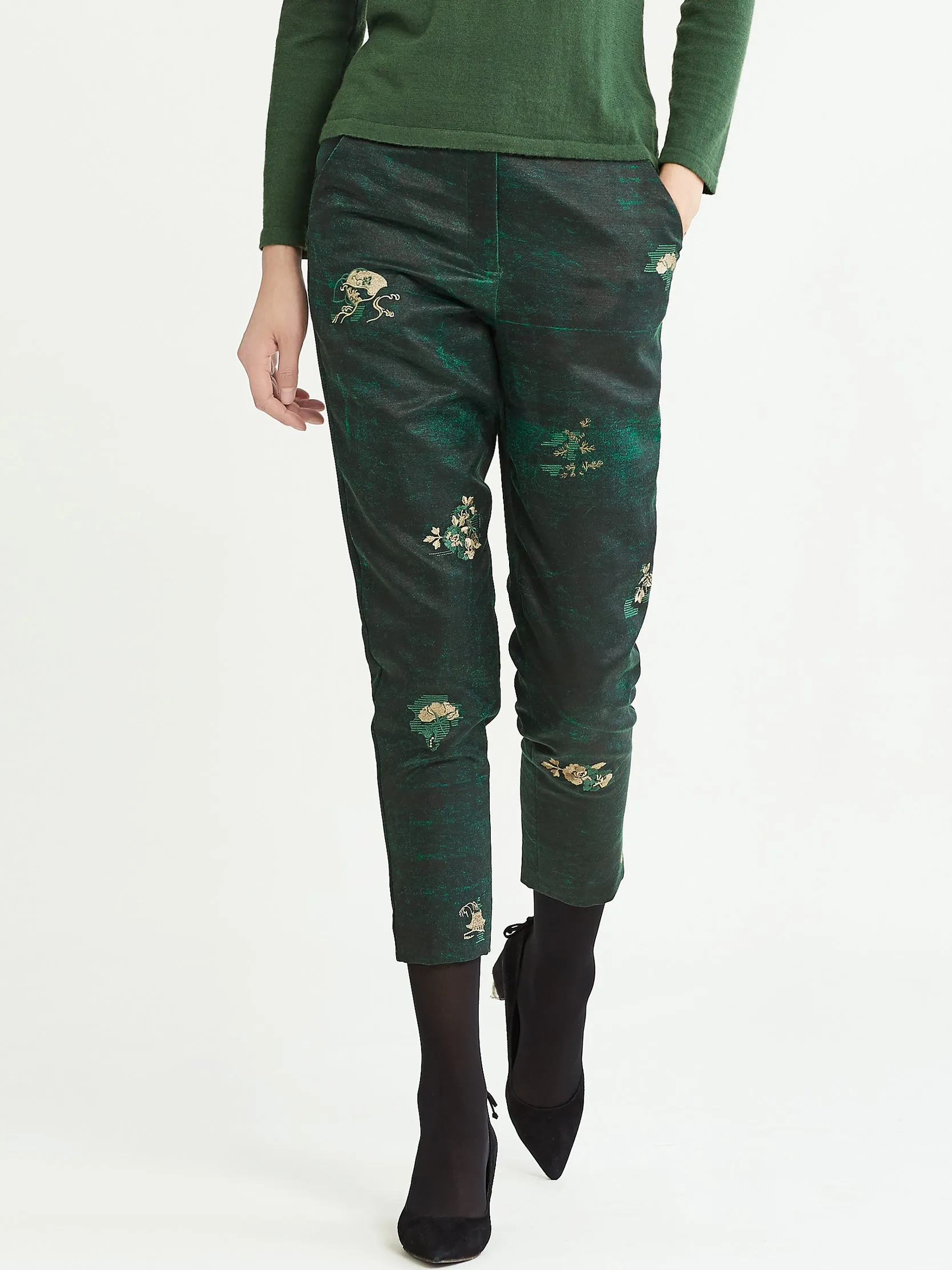 Painted Cotton Blend Jersey Trousers