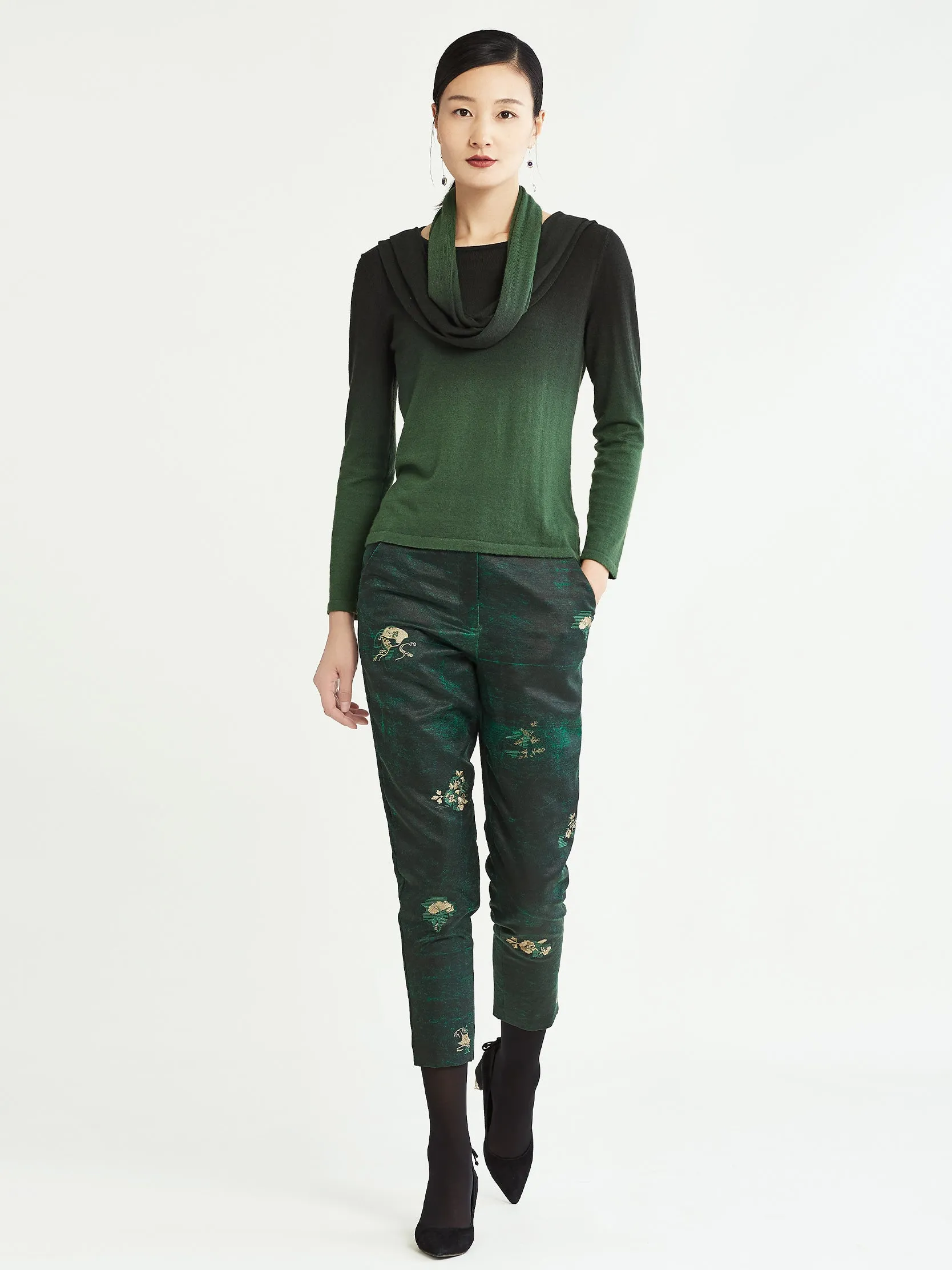 Painted Cotton Blend Jersey Trousers