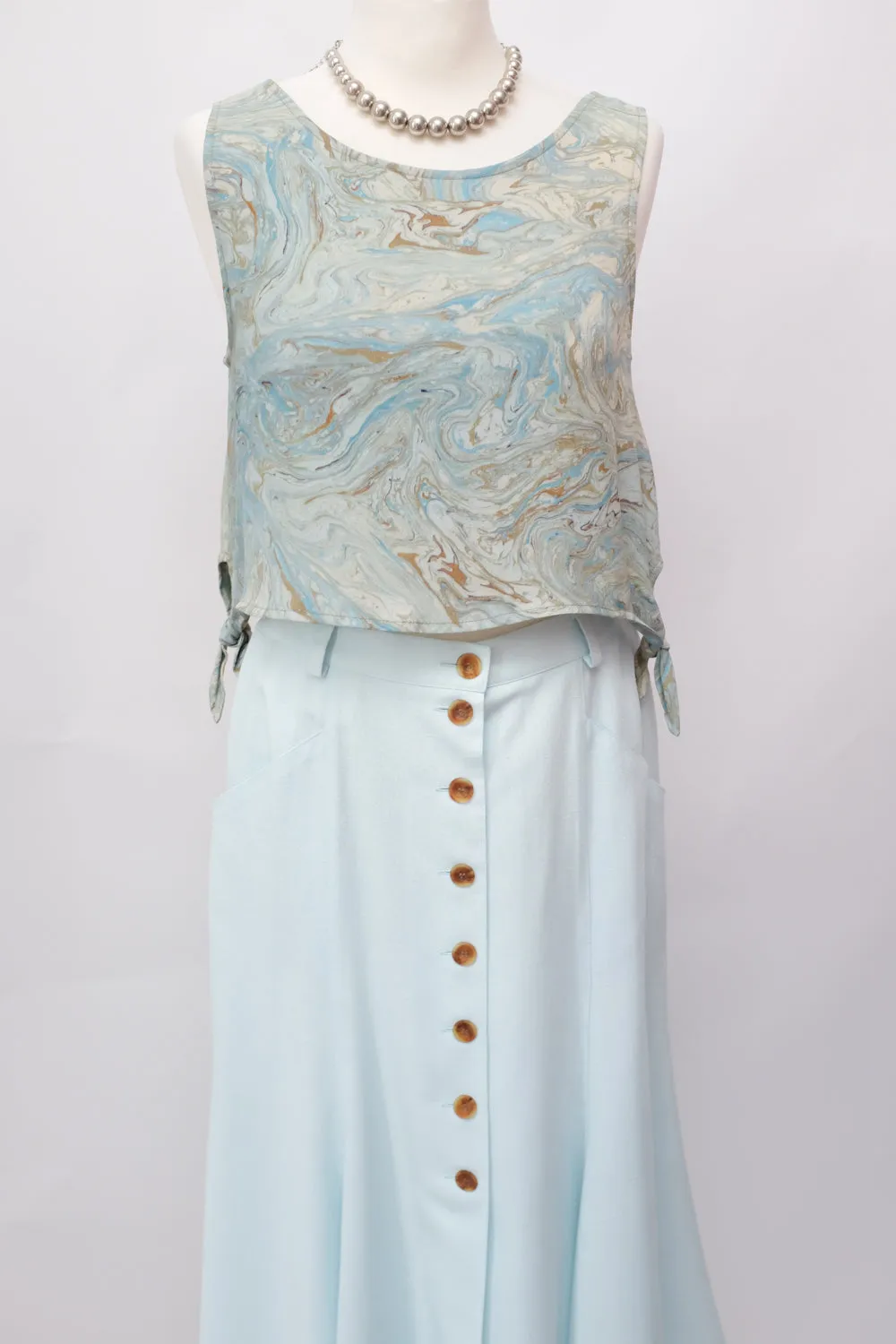 PALE BLUE MAXI VINTAGE SKIRT