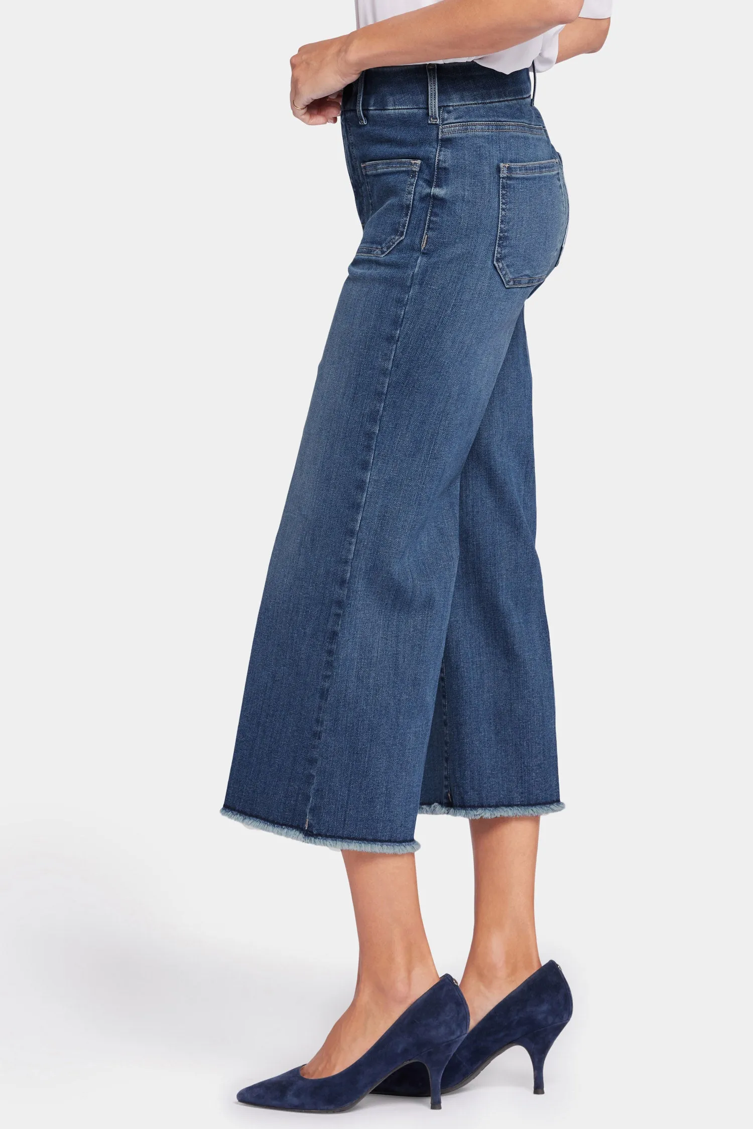 Patchie Wide Leg Capri Jeans - Fanciful