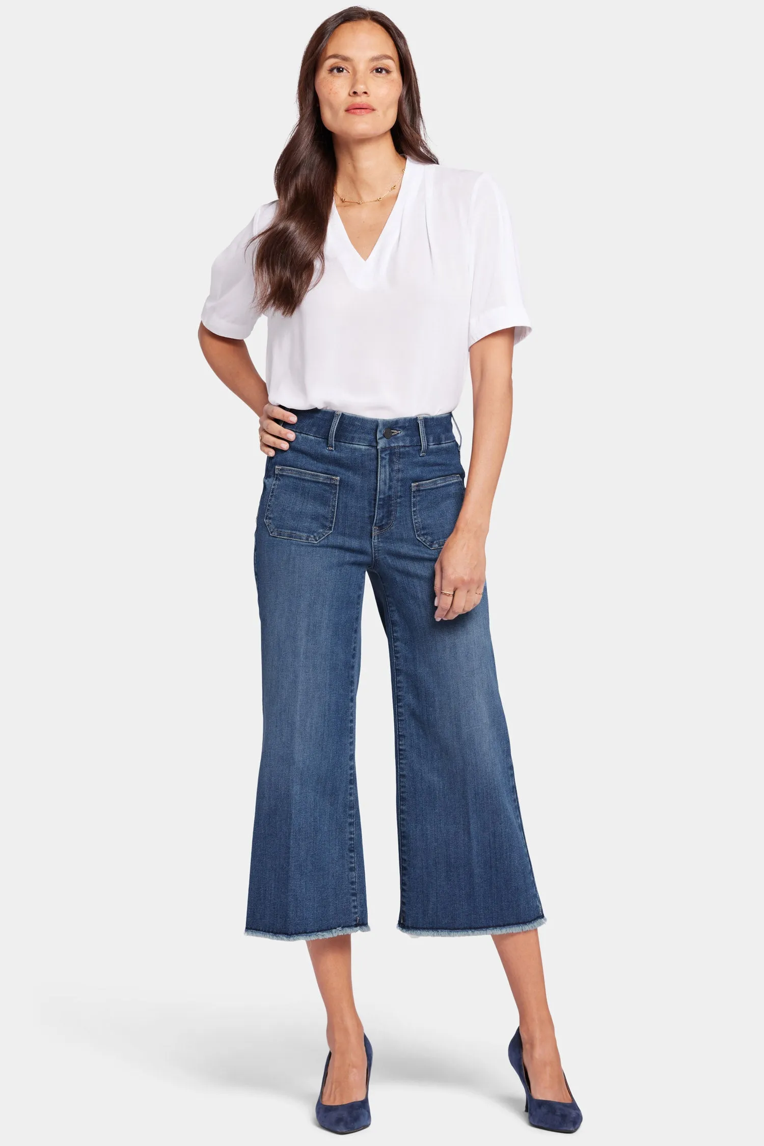 Patchie Wide Leg Capri Jeans - Fanciful