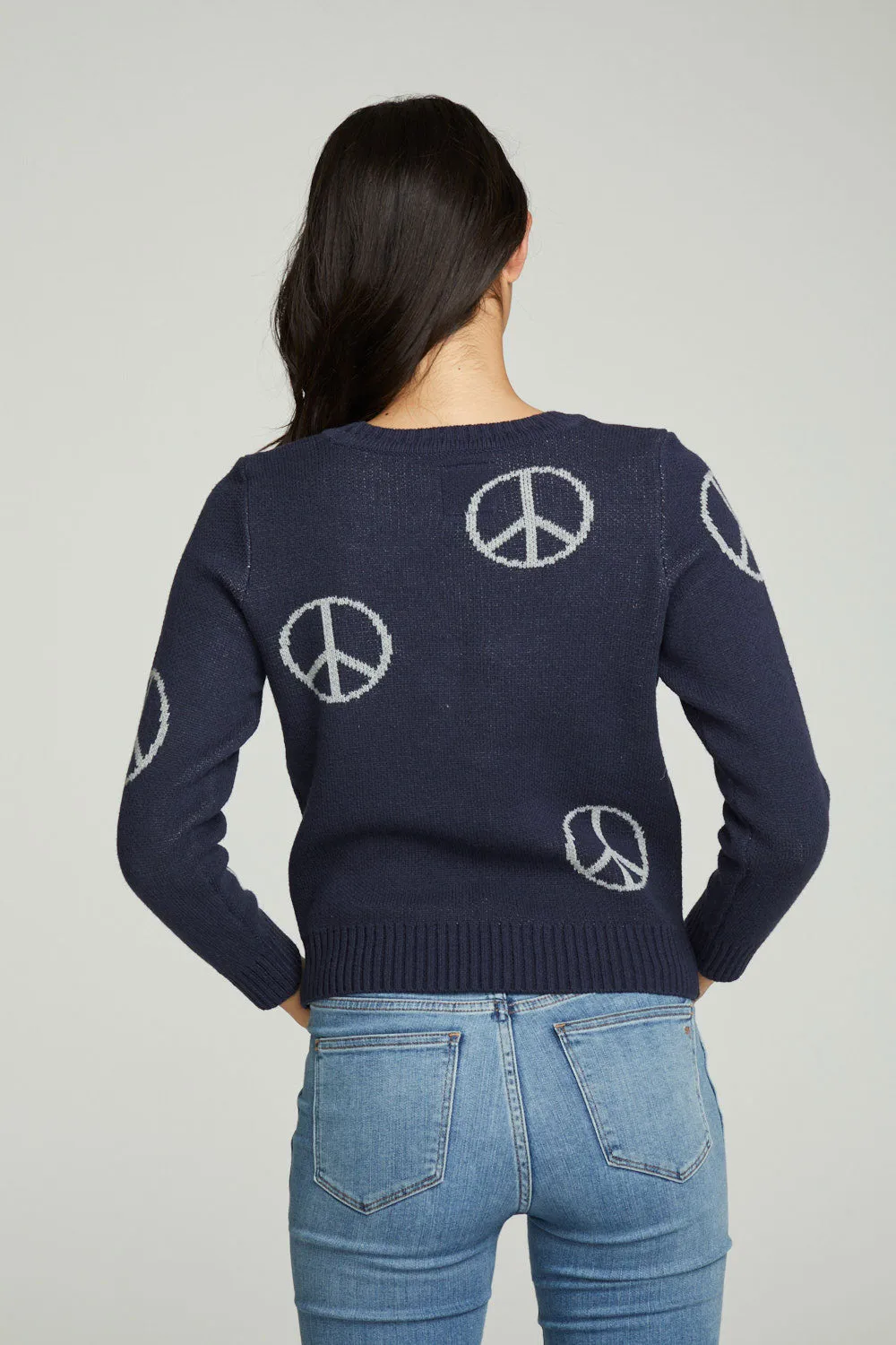 "All Over Peace" Intarsia Sweater