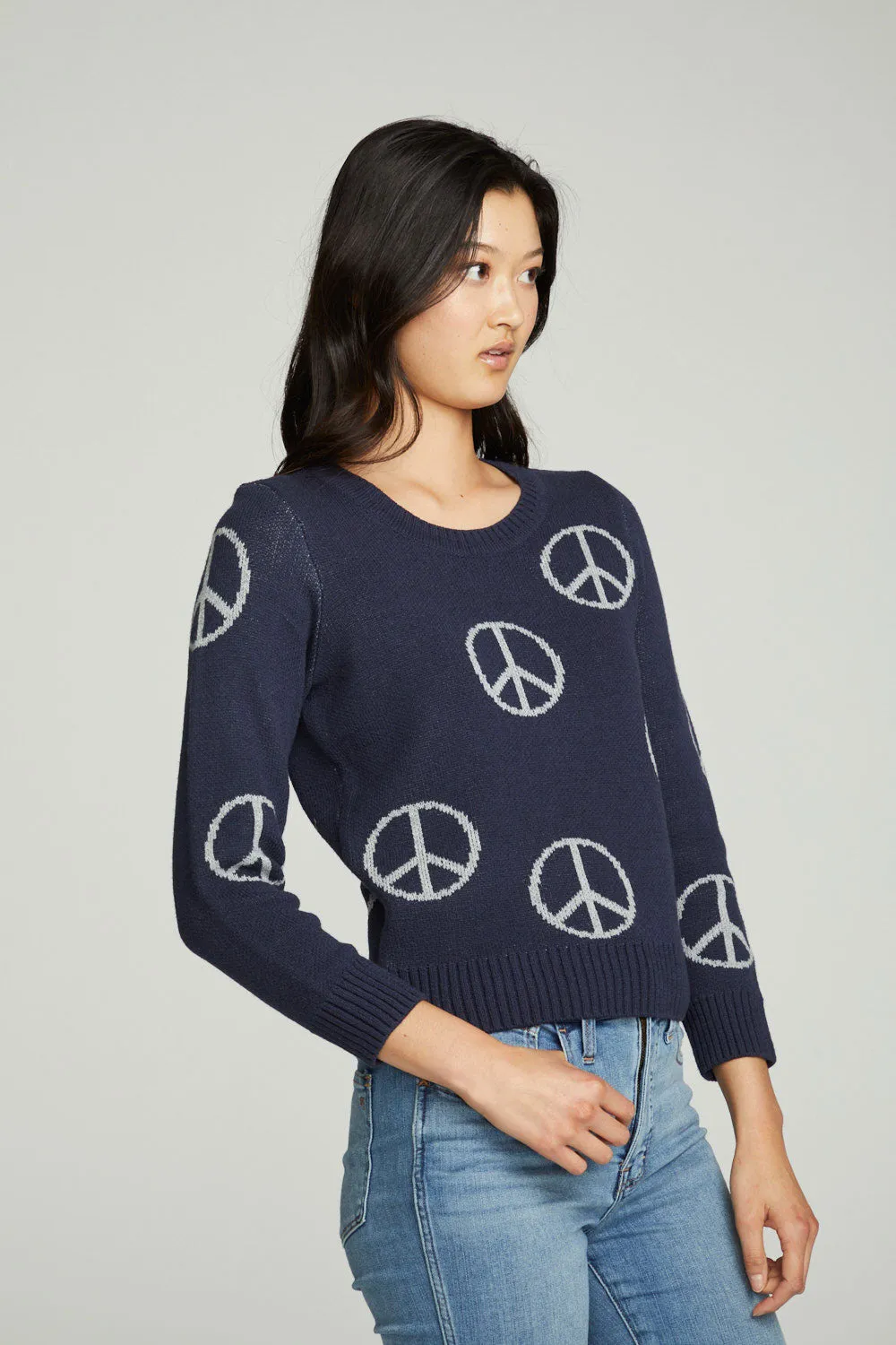 "All Over Peace" Intarsia Sweater