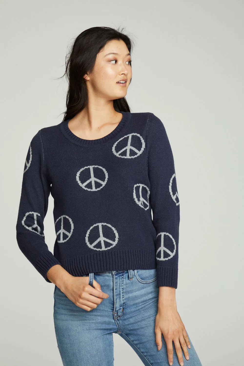 "All Over Peace" Intarsia Sweater