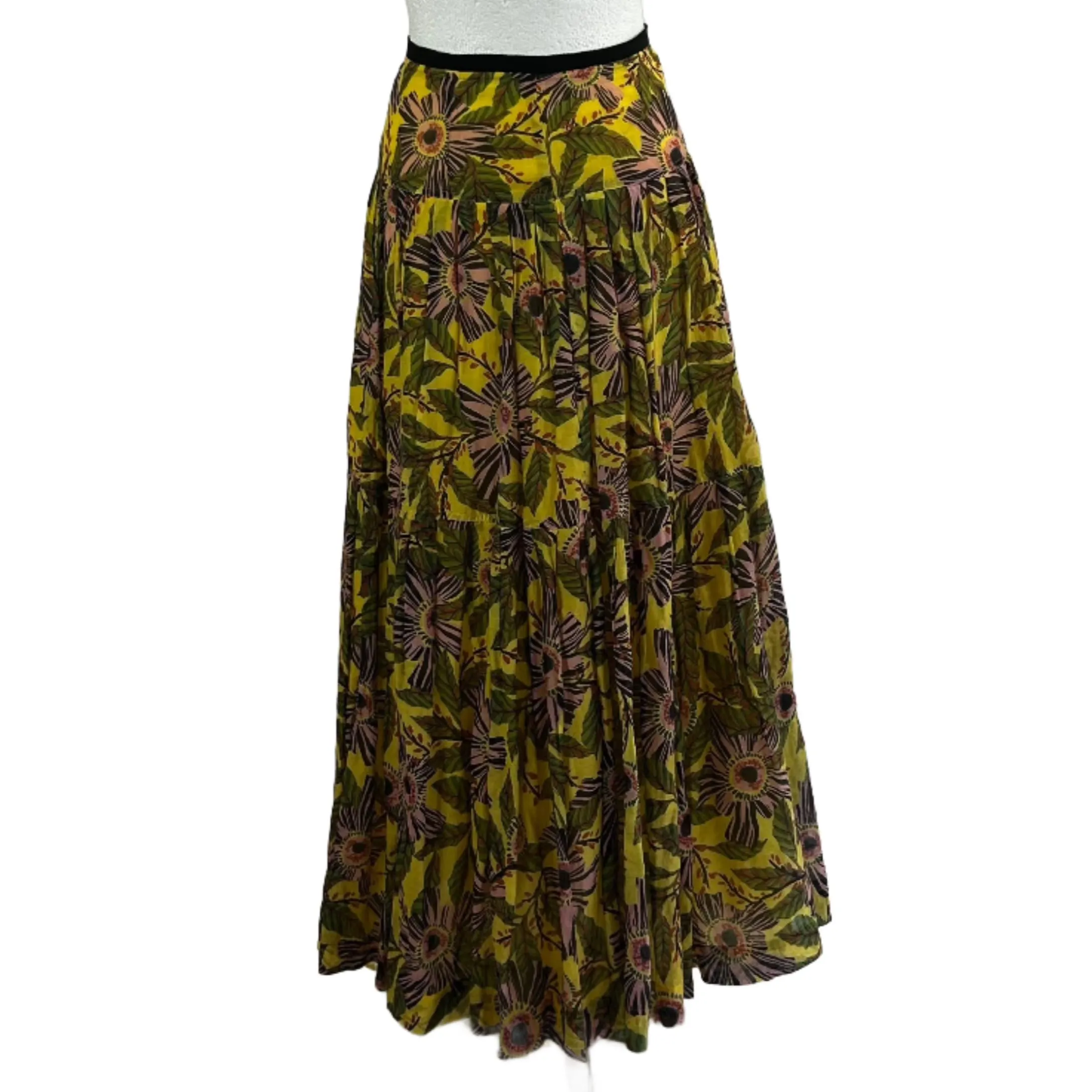 Red Valentino Yellow Floral Cotton Maxi Skirt XS