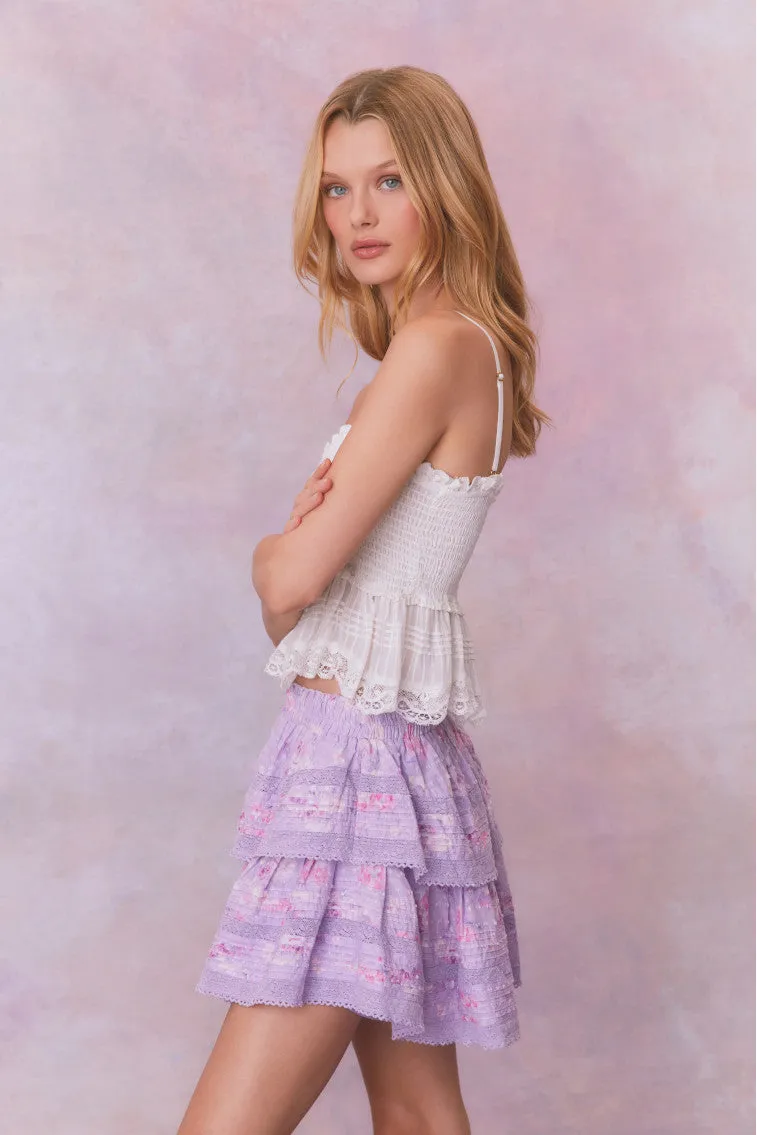 Ruffle Mini Signature Fragrance Print Skirt