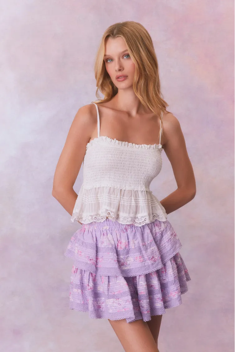 Ruffle Mini Signature Fragrance Print Skirt