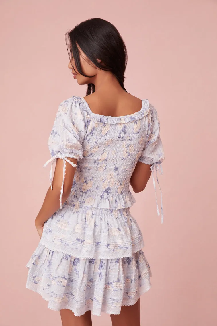 Ruffle Mini Signature Fragrance Print Skirt