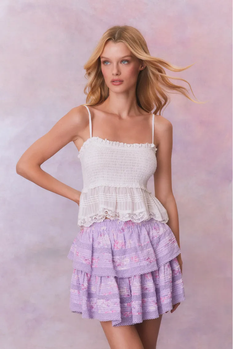 Ruffle Mini Signature Fragrance Print Skirt