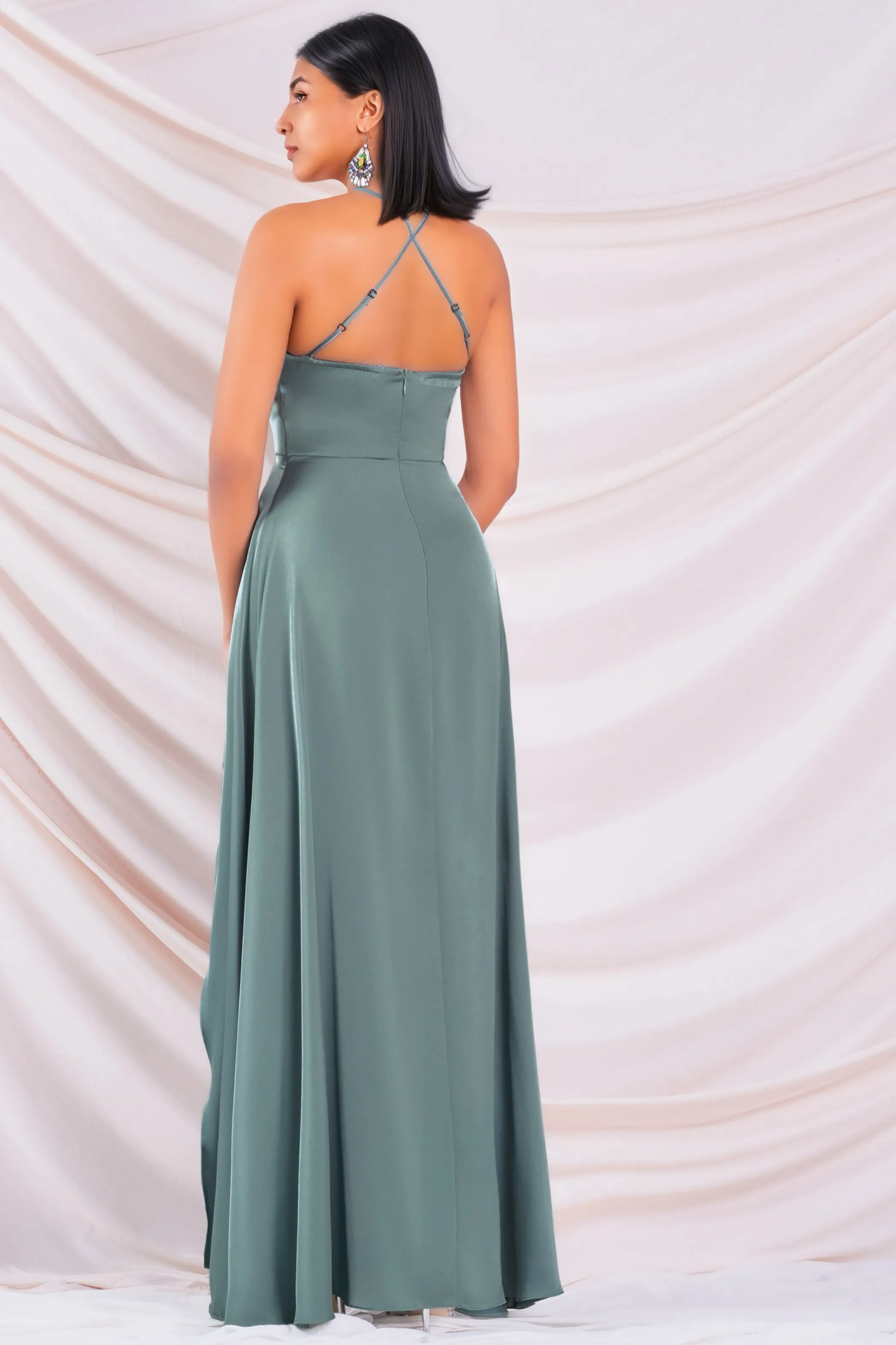 Satin Maxi Halter Dress