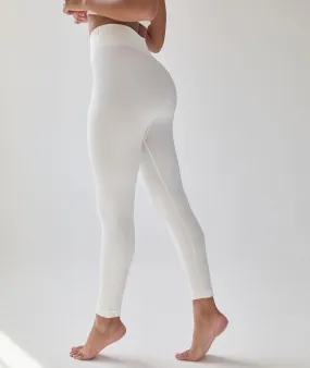 Seamless Contour Rib Leggings - Milk White