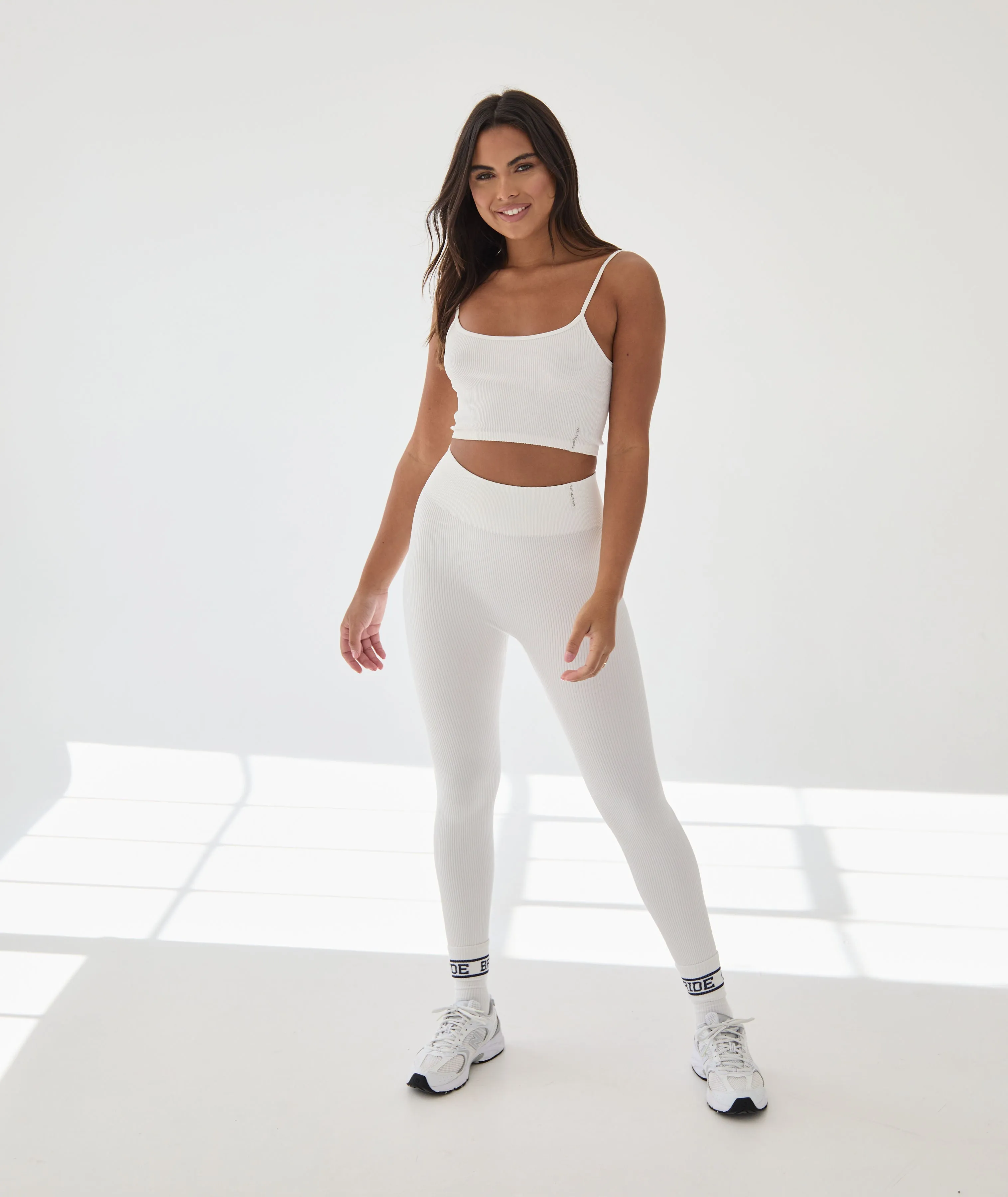 Seamless Contour Rib Leggings - Milk White