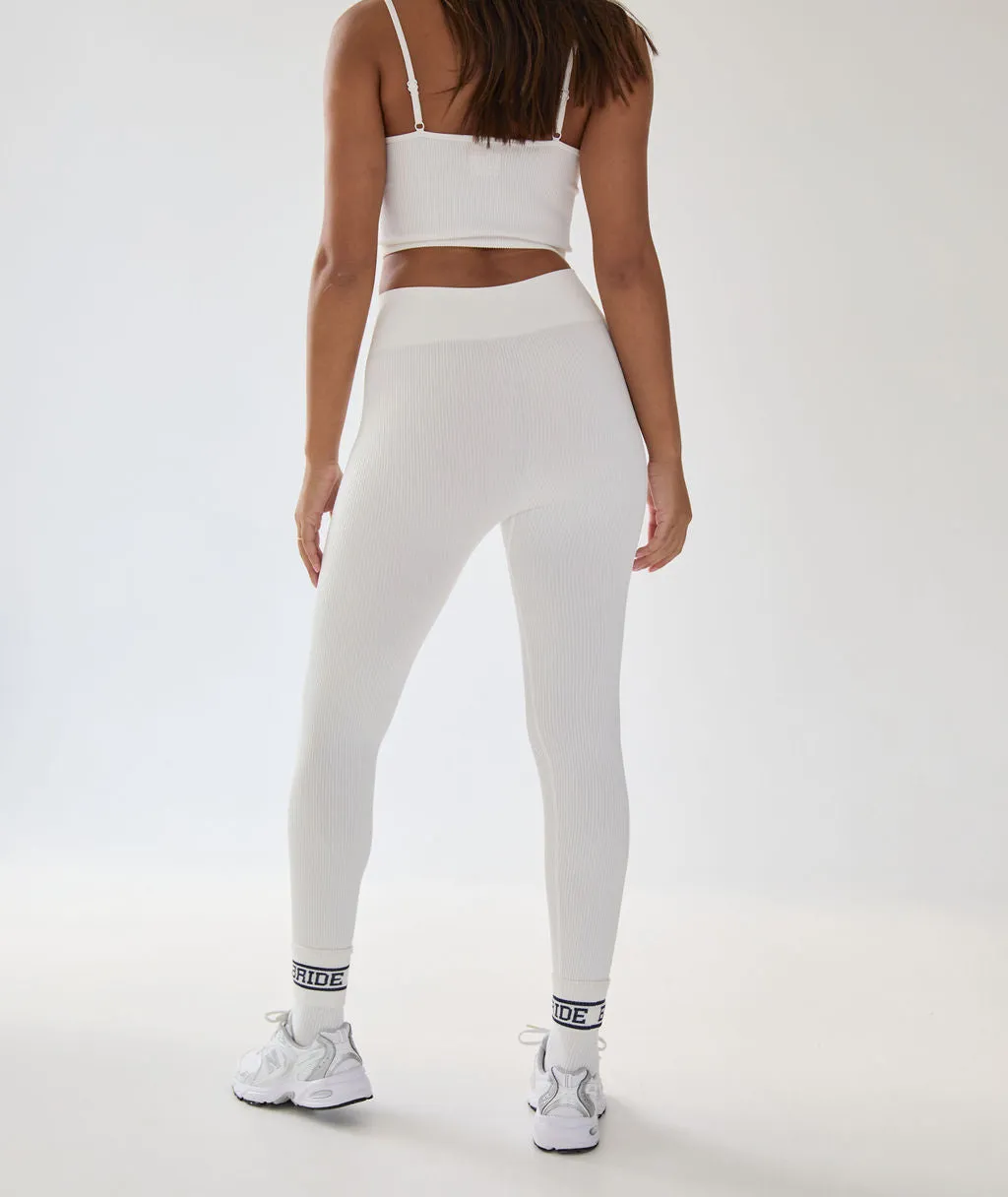 Seamless Contour Rib Leggings - Milk White