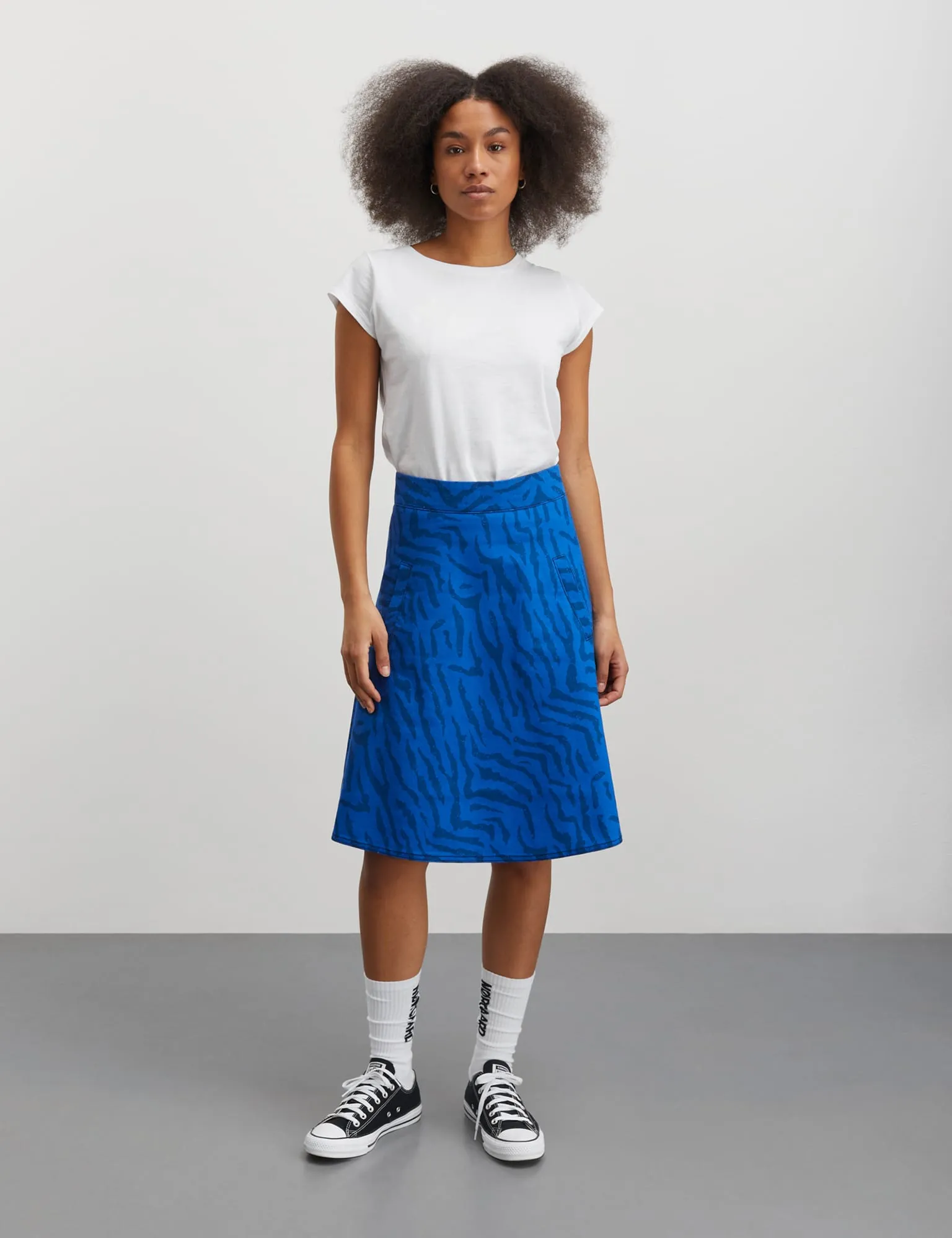 Sketch Denim Stelly Skirt, Denim Zebra AOP/Olympian Blue