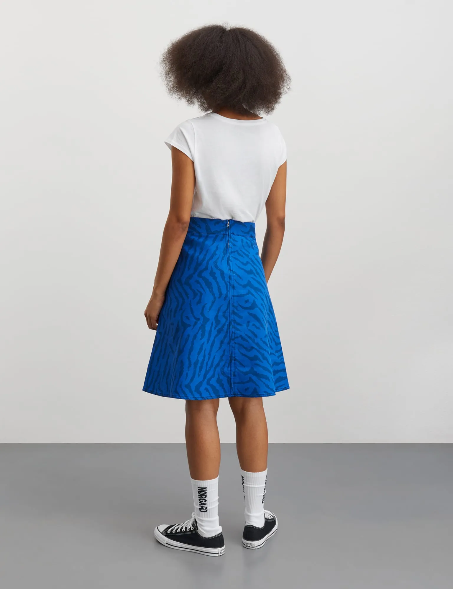 Sketch Denim Stelly Skirt, Denim Zebra AOP/Olympian Blue