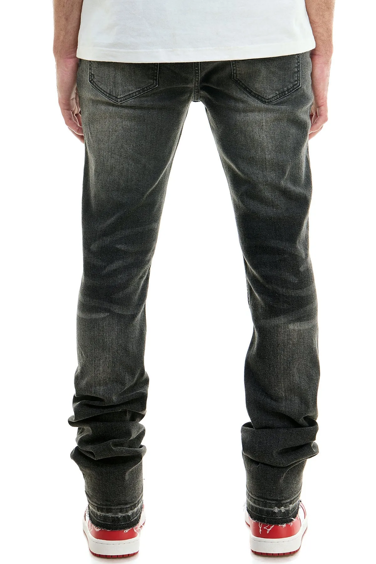 Skinny Stacked Jeans Washed Stretch Denim Grey Color