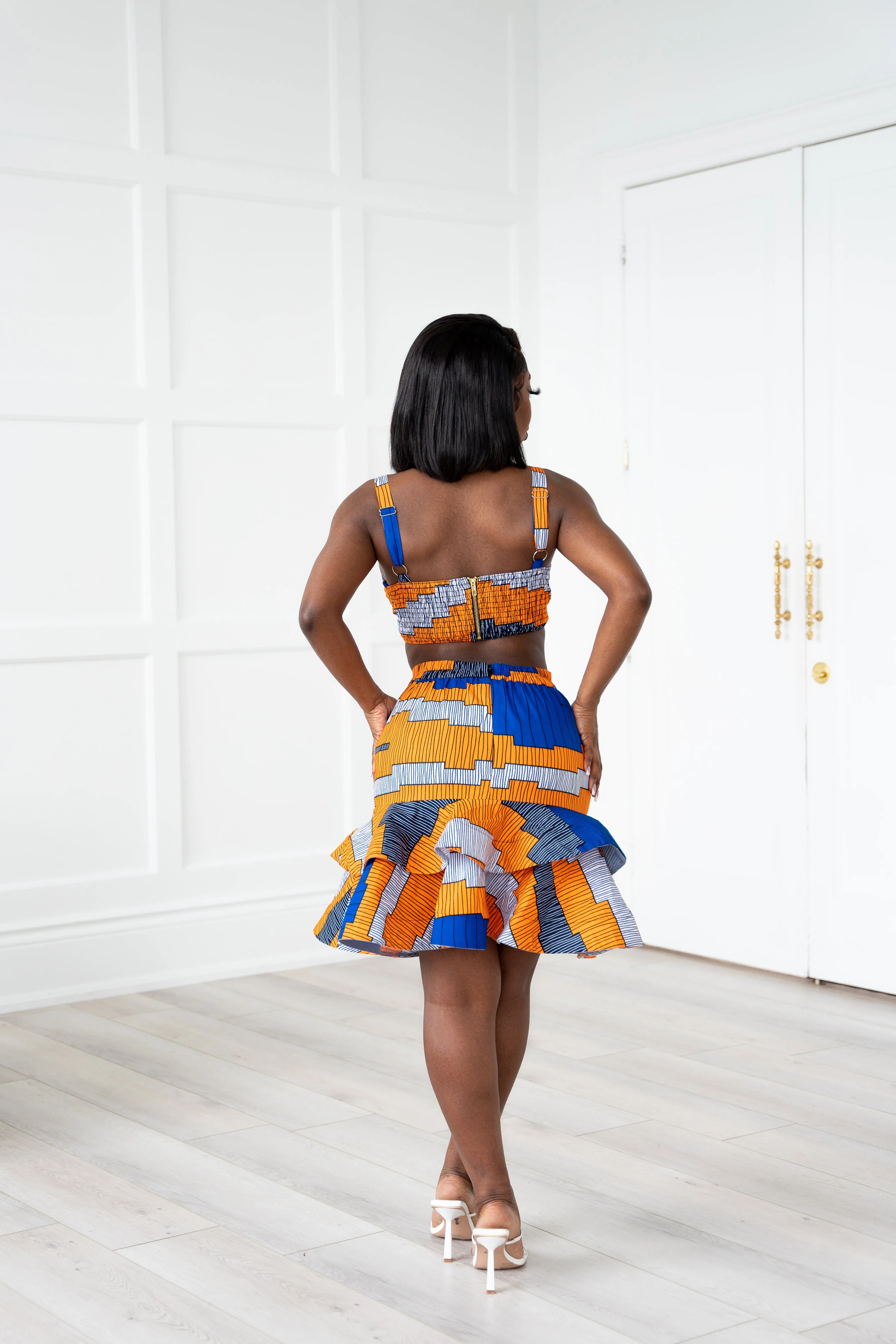 SOMIE African Print Layered Mini Skirt