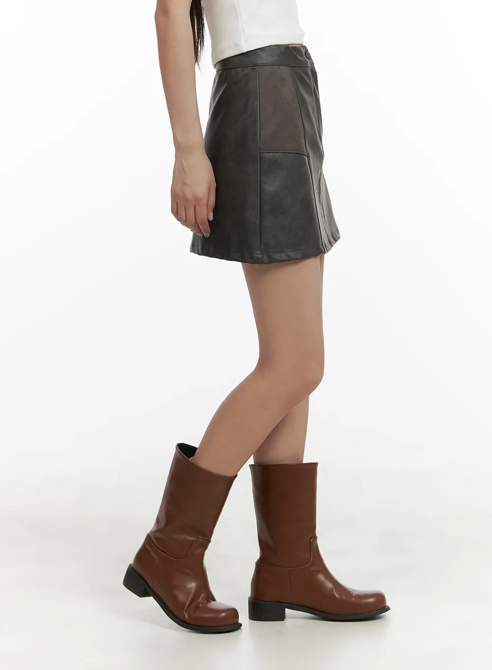 Suede Mixed Texture Mini Skirt CA415