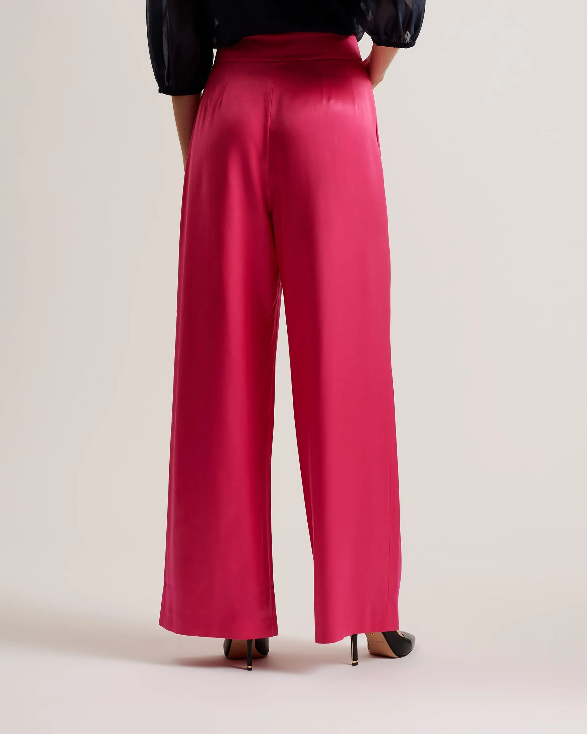 Teerut Satin Wide Leg Tailored Trousers Brt-Pink