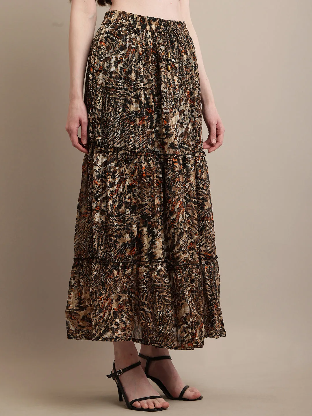 Women Animal Print Flared Skirt