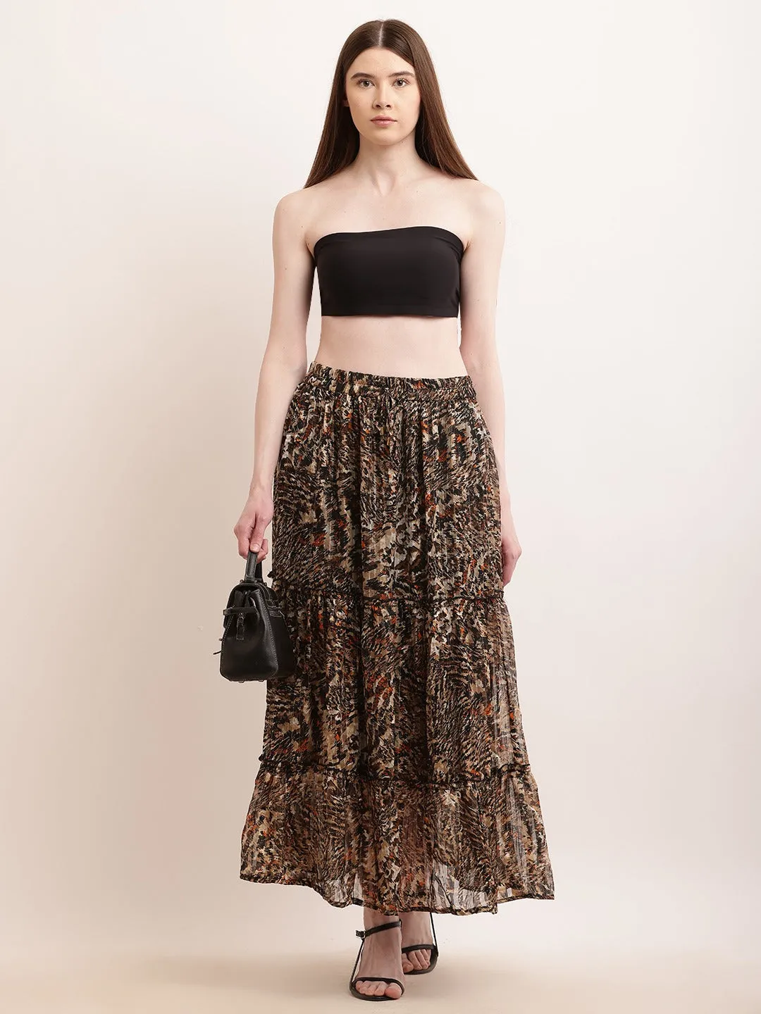 Women Animal Print Flared Skirt