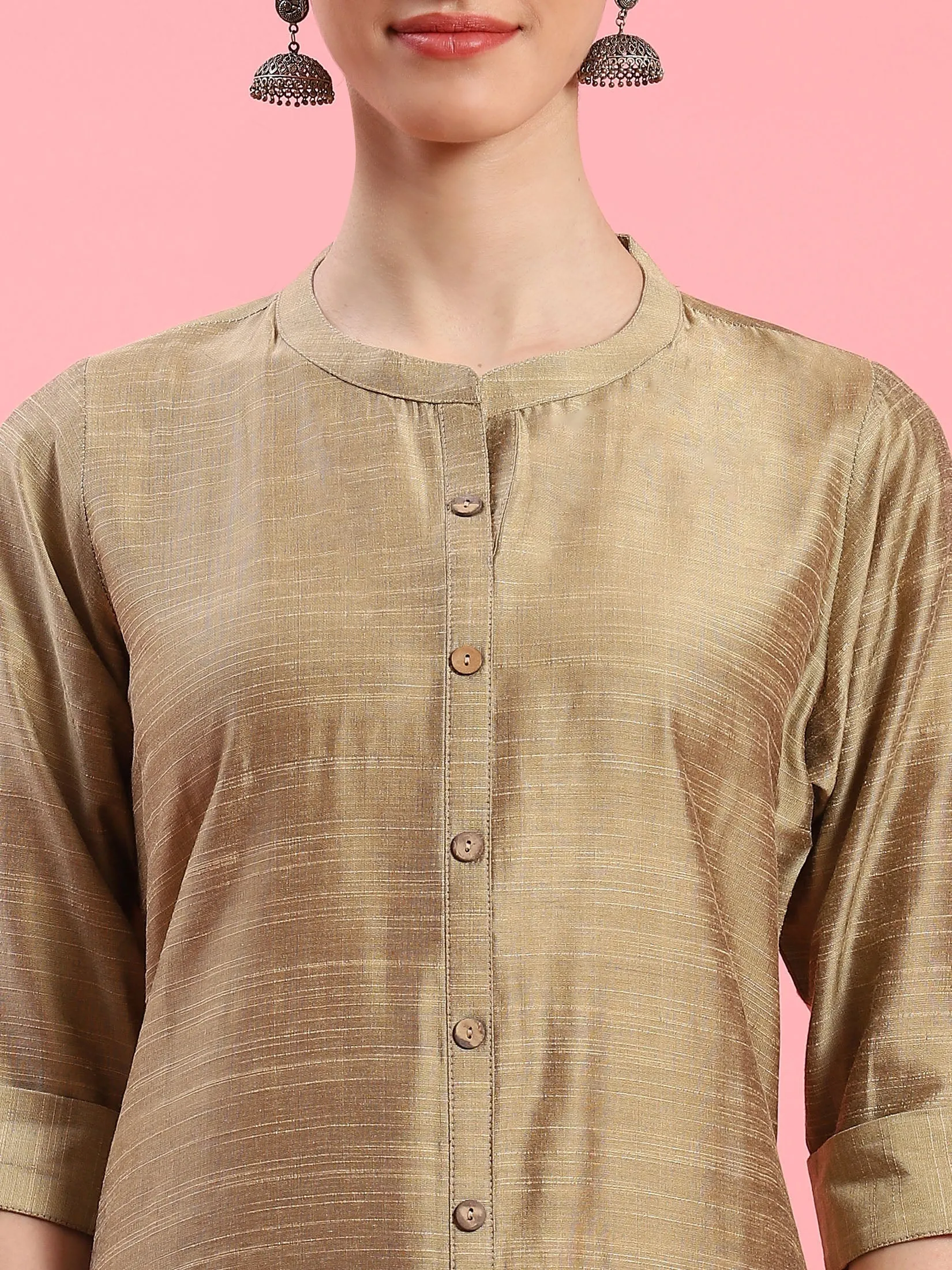 Women Beige Solid Kurta