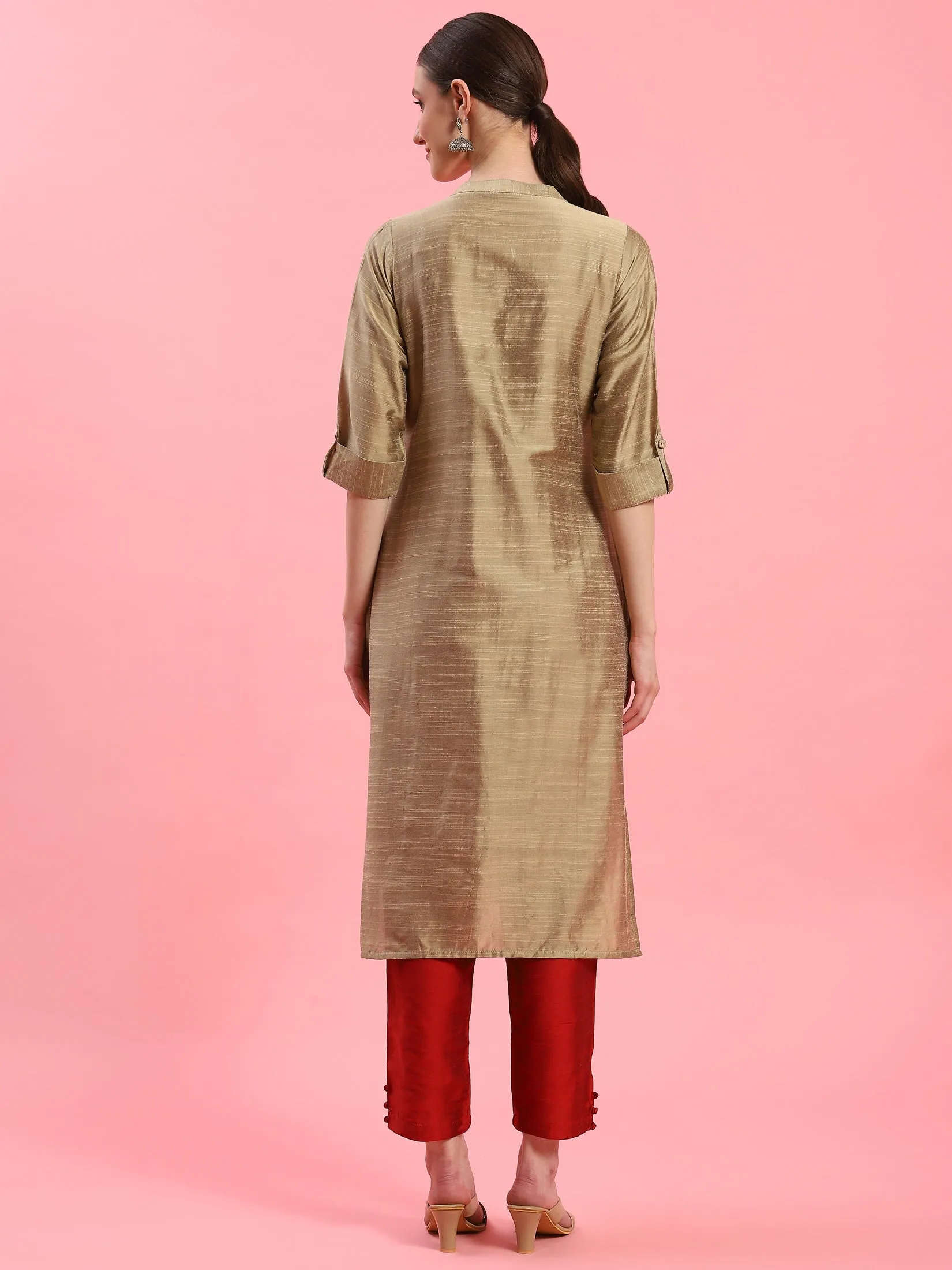 Women Beige Solid Kurta