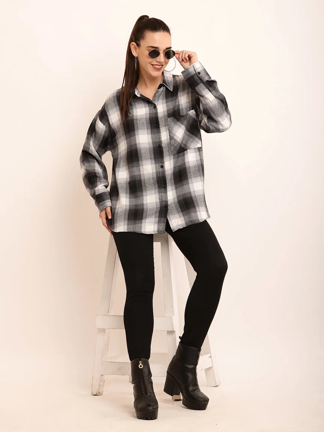 Women Black Checkered Shirt