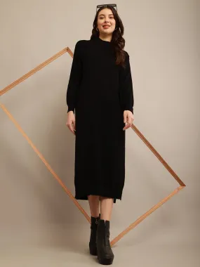 Women Black High Neck Dress