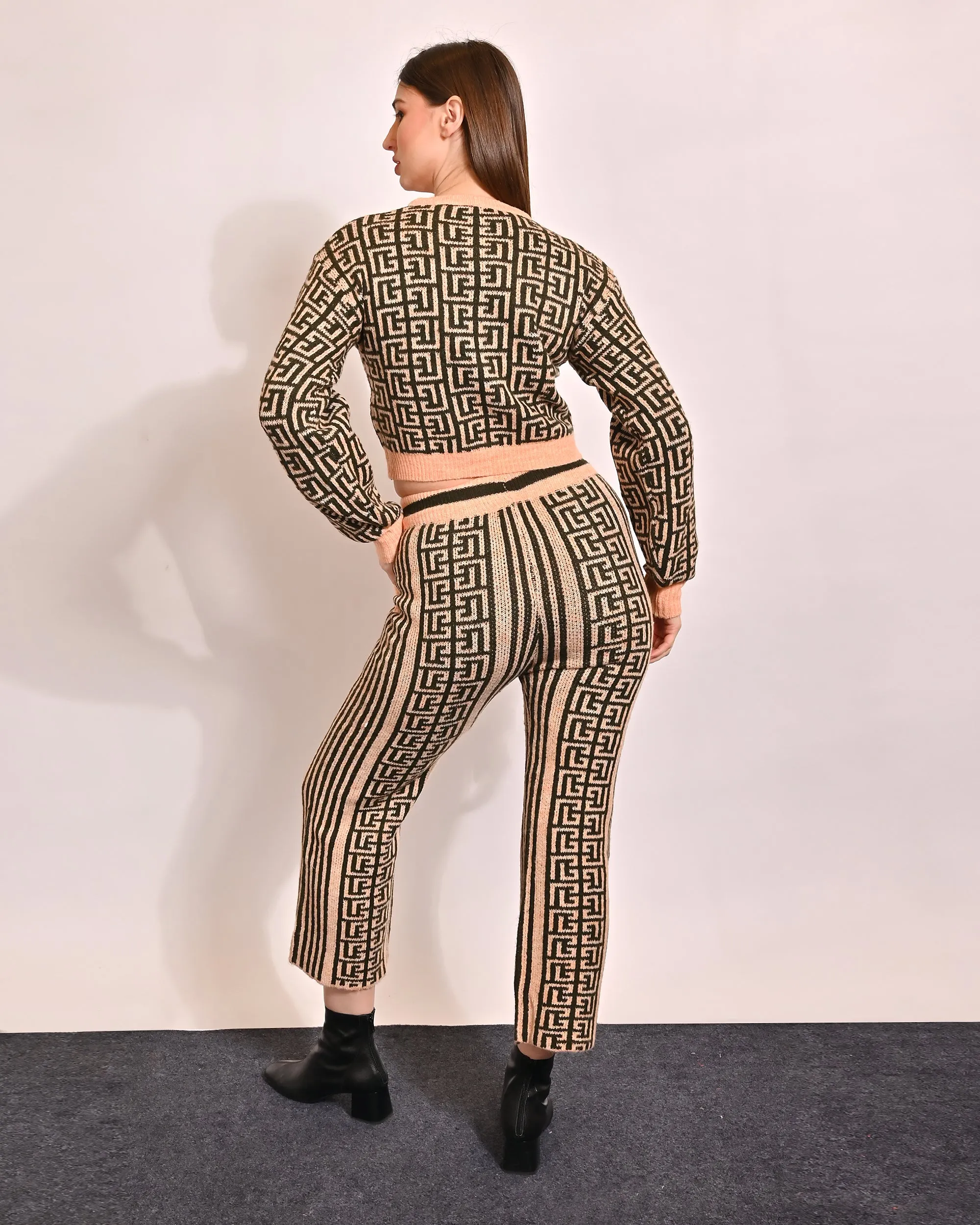 Women Brown Knit Co Ord