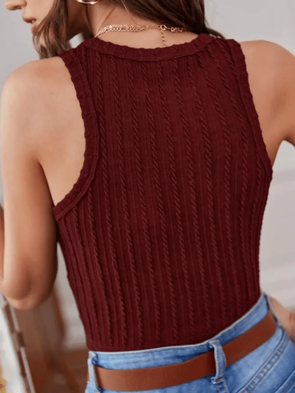 Women Maroon Tank Top