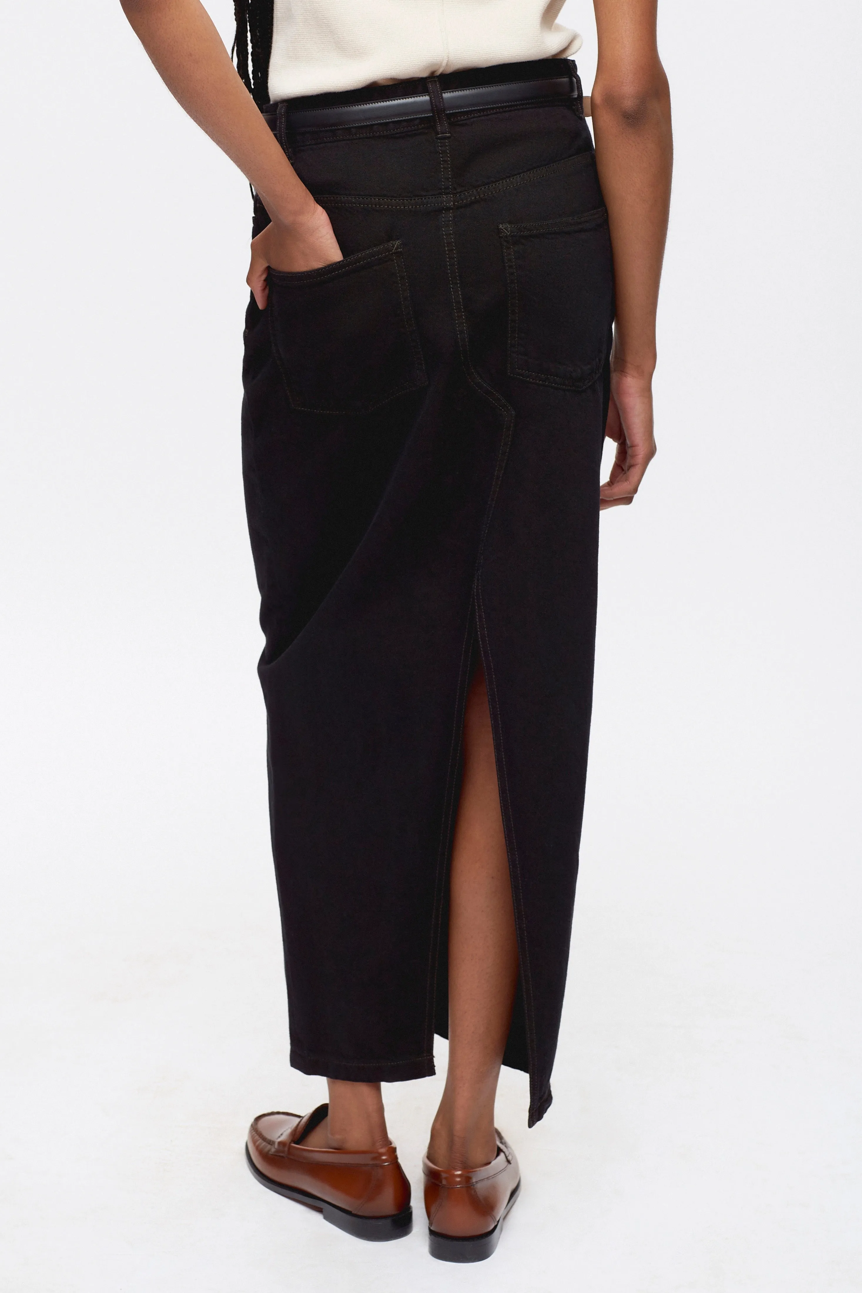 Women's Lily Denim Skirt in Washed Black