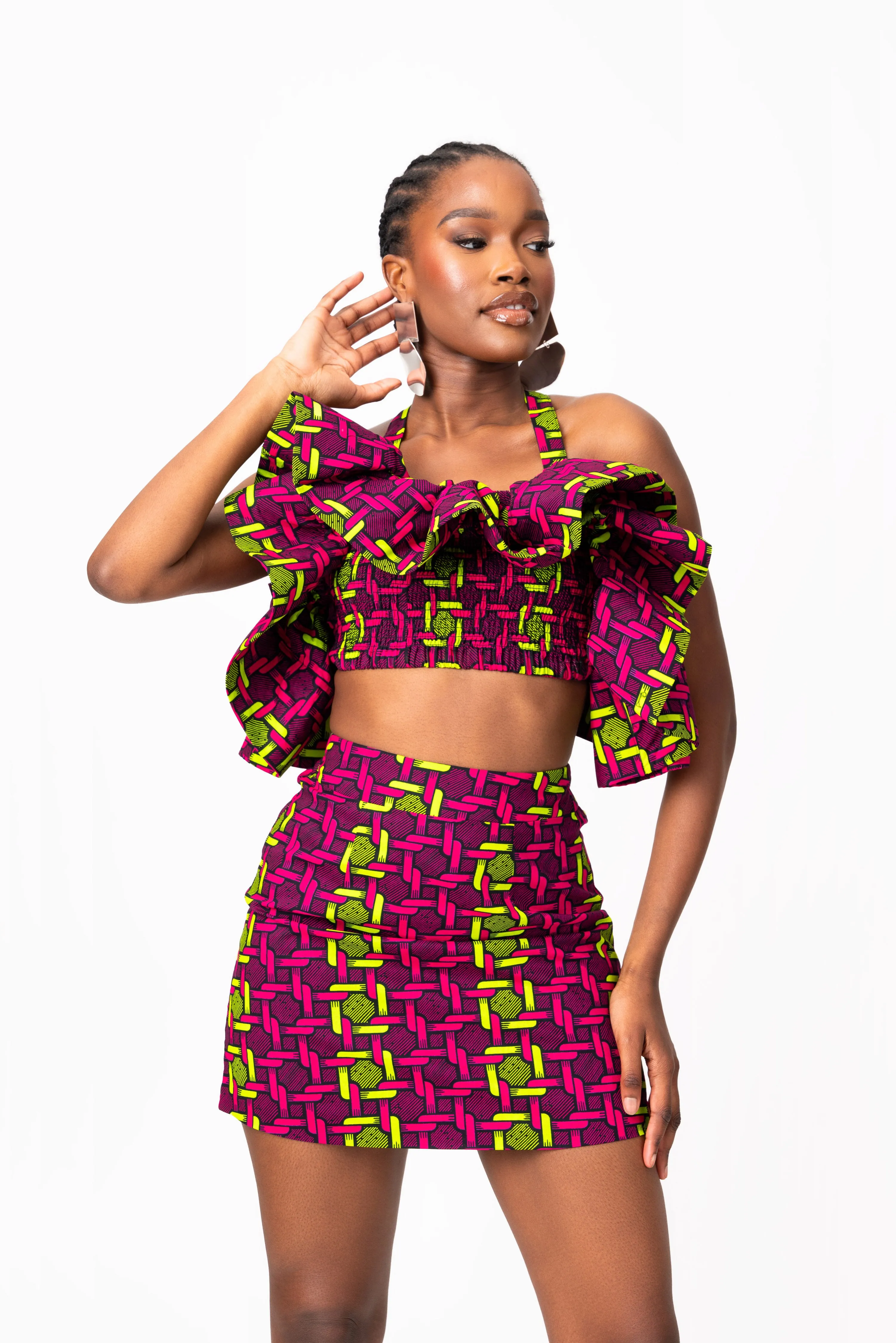 WUNMI African Print Mini Skirt