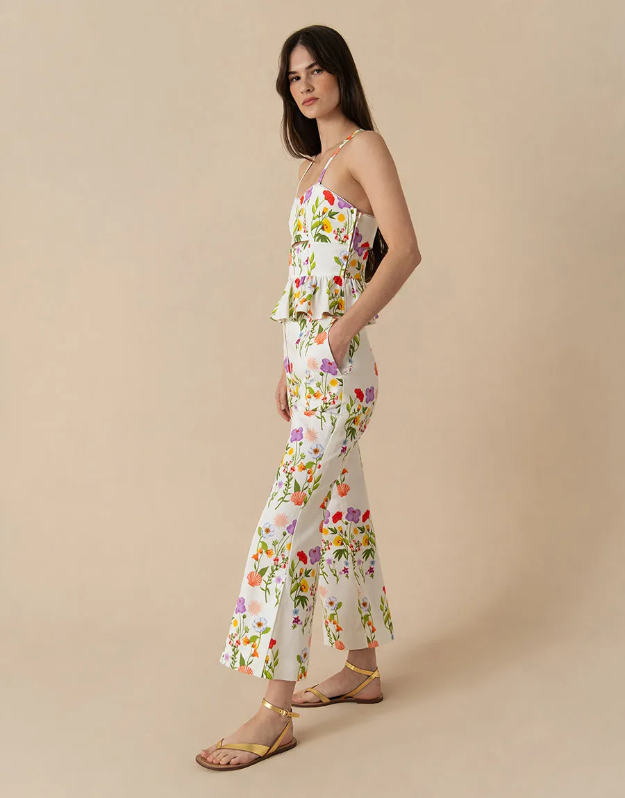 Yves Pique Trousers - Terrazzo Flower White - SALE